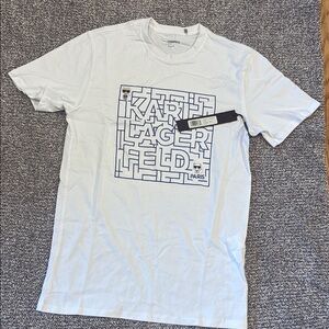 Karl Lagerfeld White Men's Logo Maze Graphic Tee